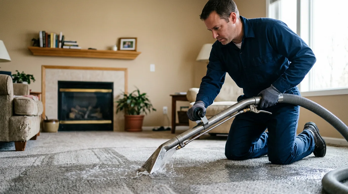 Water damage restoration technician working near Harper Woods, MI